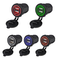 Cargador Dual USB 4.2A Para Coche Y Motocicleta Enchufe De Pijín LED Enchufe De Poder De Plug Outlet ABS 12V 24V - details 0