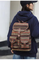 Nueva Mochila Grande Para Mujer 2024 Estilo Étnico Retro Con Cordón Y Estampado Casuístico Bolso De Tanque De Escuela Casual - details 4