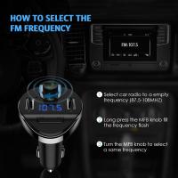 Transmisor FM Bluetooth Adaptador Estéreo para Automóvil Reproductor de MP3 Manos libres with Microfono Cargador inalámbrico para Automóvil with 2 Puertos USB 5 V/2,1 A Y 1 A Manos libres (Negro) - details 3
