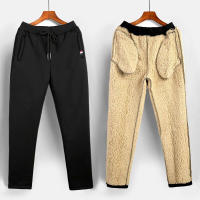 Pantalones Casuales Para Hombre Invierno Algodón Terciopelo Alineados Pantalones De Lana Gruesa Tejidos Sueltos Cintura Alta Estilo Smart Casual - details 7