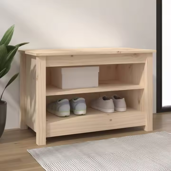 vidaXL Banco zapatero de madera de pino maciza 70x38x45,5 cm - 1