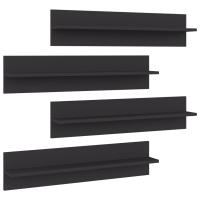 vidaXL Estante de pared 4 uds contrachapado 80x11,5x18 cm Gris, gris brillante, Mueble Almacenaje Estantería para Oficina, Estudio, Dormitorio Estantería/Librería/ mueble de Almacenamiento - details 1