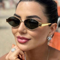 Gafas De Sol Para Mujer Estilo Vintage 2024 Marcas Distintas Marco De Metal Único Punk Gafas De Ojos Unisex Diseño Poligonal - details 6