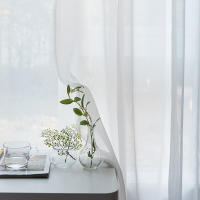 Cortina De Ventana Transparente De Terylene De Color Sólido Para Sala De Estar Y Dormitorio Decoración Simple De Cortina Moderna Sin Cierre - details 2