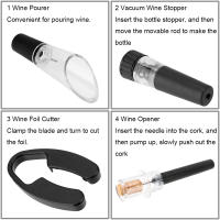 Juego De 4 Piezas De Herramientas De Cocina Abreviñadores De Aire De Presión Y Vacío Accesorios De Barra Cortador De Vino Eco-amigable Acero Inoxidable - details 6