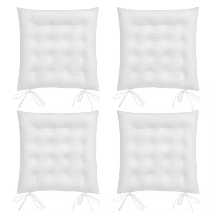Set de 4 cojines acolchados para silla blanco roto de antelina de 40x40 cm - 1