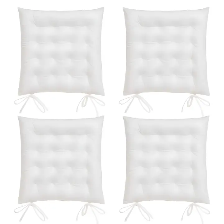 Set de 4 cojines acolchados para silla blanco roto de antelina de 40x40 cm - 1
