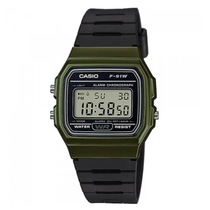 Casio F-91WM-3ADF Reloj Digital Retro, Resistente al Agua 30M, Alarma, Cronómetro, Luz LED - 1