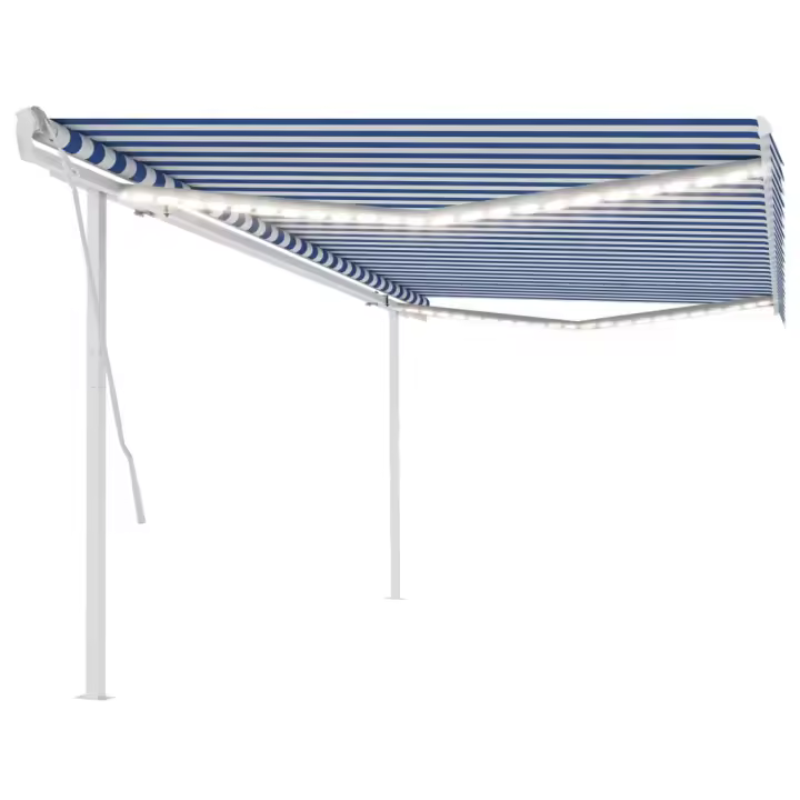 vidaXL Toldo manual retráctil con luz LED azul y blanco 5x3,5 m - 1