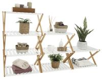 Estantería Plegable de Madera Marrón y Blanco - Multiuso - Estantería de bambú 3/4 baldas - details 1