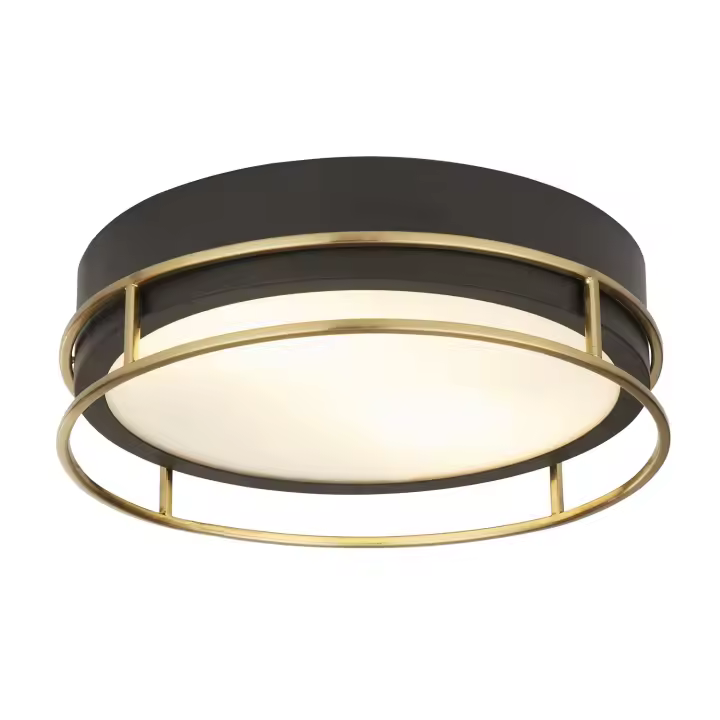 Phoenix Contemporary Lámpara de Techo Acero Cristal Negro 2 Luces E14 30Cm - 1