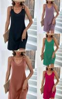 Vestido De Verano Con Cuello En V Y Cintura Alta Ajustado Sin Mangas Para Mujer Estilo Europeo Y Americano Amazon - details 0