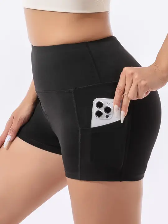 Shorts De Yoga Para Mujer De Cintura Alta Escultora Quick-Dry Transpirable Estilo Deportivo Para Correr Ciclar Yoga Fitness - 1