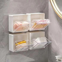 Organizador De Baño Montado En La Pared De Plástico Eco-amigable Caja De Almacenamiento Para Maquillaje Cepillos De Oído Y Joyería Pequeña 4 Piezas - details 0