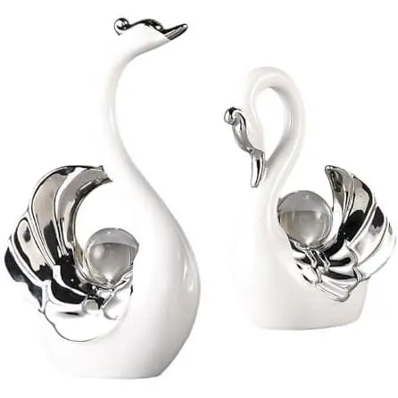 2X Figuras de Cisne Estatua Decoración Creativa Decoración del Hogar Escultura Regalo de Recuerdo para la Sala de Estar Decoración del Hogar, Blanco - 1
