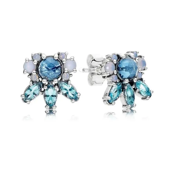 Pendientes Botón Pandora 290731NMBMX Mujer Plata Adornos de Hielo，Viene con embalaje de caja de regalo original. - 1