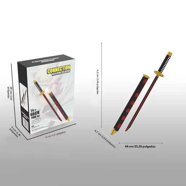 Bloques De Construcción De Espada Samurai Anime Clásico Katana Con Estuche Pequeño Juguete De Partículas Para Decoración De Escritorio Regalo De Fiestas Para Niños - 1