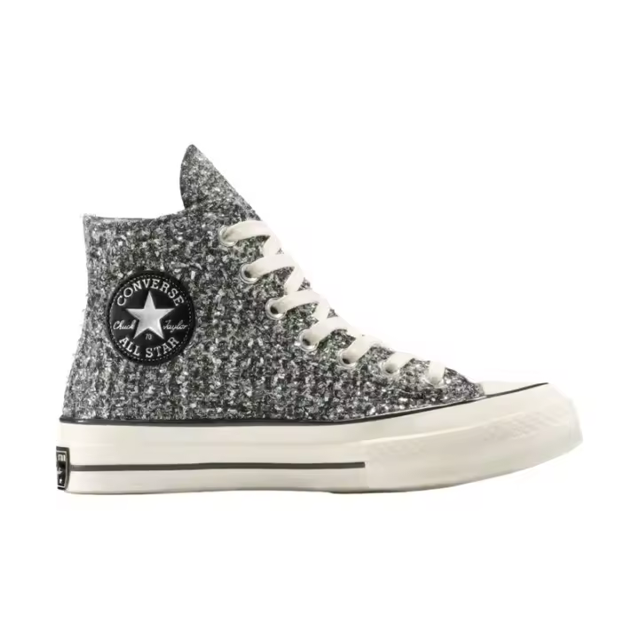 Zapatillas Converse Plateadas Chuck 70 Metallic Tweed Black Silver Egret Cómodas y Originales - 1