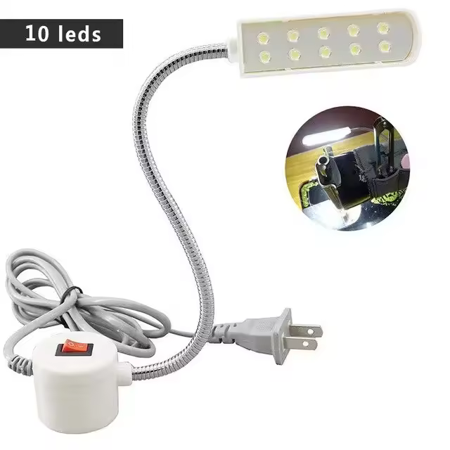 Lámpara Industrial LED Ajustable Magnética Para Máquina De Coser Luz Nocturna Doméstica Con Base Adhesiva 10/20/30 Unidades - 1