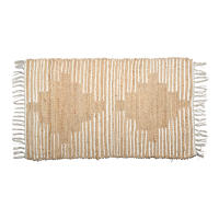 CAPRILO REGALOS & DECORACIÓN Alfombra Rectangular Decorativa con Flecos de Algodón y Yute "Cenefas-Bohemio". Decoración del Hogar. Regalos Originales. Dormitorios y Salón. Textil. 80 x 50 x 1 cm - details 0