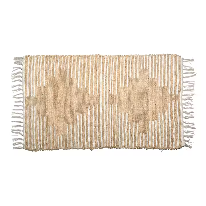 CAPRILO REGALOS & DECORACIÓN Alfombra Rectangular Decorativa con Flecos de Algodón y Yute "Cenefas-Bohemio". Decoración del Hogar. Regalos Originales. Dormitorios y Salón. Textil. 80 x 50 x 1 cm - 1