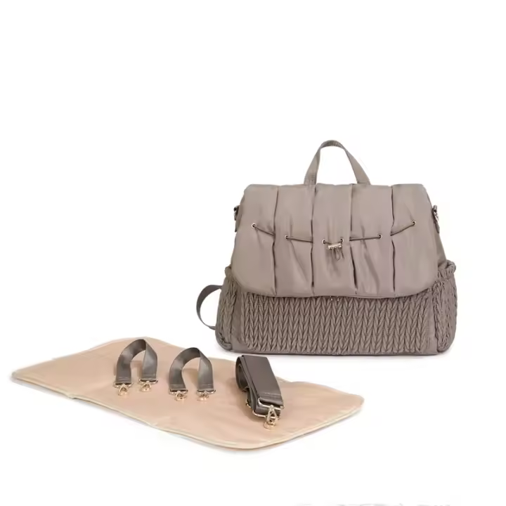 Bolsa De Diaper Para Mamá Con Gran Capacidad Viaje Nappy Barbacoa De Tela Con Estropadillo De Cambio Y Bolsa De Amamantar Conveniente Para Bebé - 1