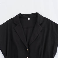 Vestido Midi Sin Mangas Estilo Camisa De Lino Mezcla Para Mujer Verano 2024 Con Cinturón Diseño Europeo Y Americano - details 4