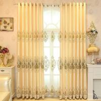 Cortinas Europeas Elegantes De 1 Pieza Para Sala De Estar Y Dormitorio Amarillo Con Bordado Alta Sombría Decoración De Ventana De Villa - details 4