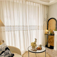 Cortinas Vintage De Encaje Transparente Para Habitación Y Sala De Estar Lujo Filtro De Luz Con Patrón De Flores Montaje En Techo - details 1