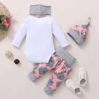 Conjunto De Ropa Para Bebés Niñas 0-18 Meses Con Romper De Manga Larga Rosa Sombrero Y Diadema 4PCS Ropa De Primavera Para Niñas Recién Nacidas - details 1