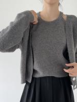 Nueva Estilo Coreano Otoño Invierno Suéter Cardigan V-neck Chaqueta De Cashmere Diseño De Chaleco Dos Piezas Para Mujer Top Jumper - details 9