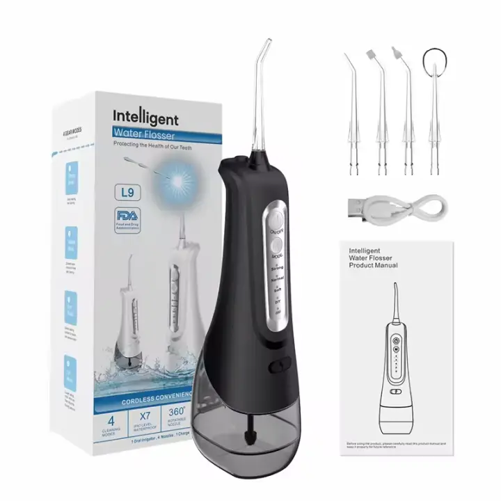 Irrigador Inalámbrico con 4 Posiciones de Control del Agua a Presión con Batería Recargable, Eliminación de Placa Dental óptimo para Viajar y para Baños Pequeños,6 Boquillas - 1