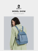 Mochila Pequeña De Cuero Zency Para Mujer Con Muchos Bolsillos Y Cubierta De Flap Antirrobo Bolso De Hombro De Moda - details 1