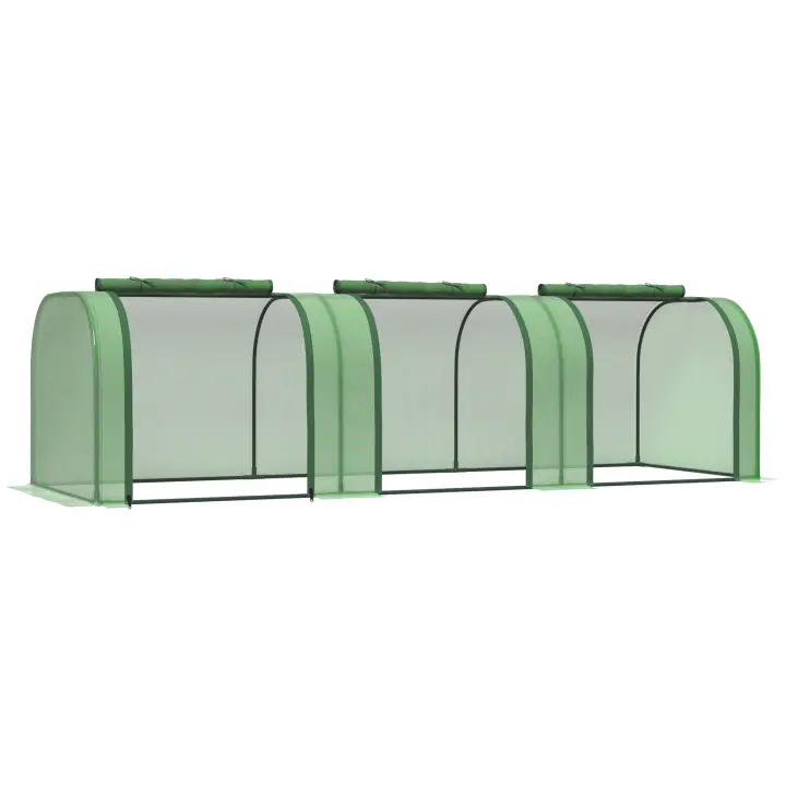 Outsunny Mini Invernadero 295x100x80 cm para Jardín Terraza Cultivo de Plantas Semilla Invernadero de Jardín Vivero Casero tipo Túnel Marco Acero y Plástico - 1
