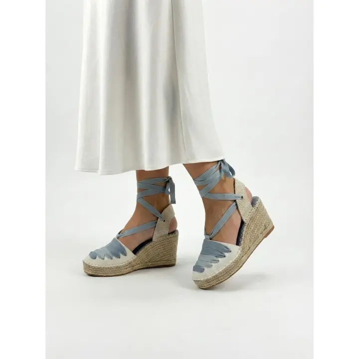 Calzados soraia, Sandalias Alpargatas de Cuña para Mujer con Tiras Cruzadas y Cordones para Atar al Tobillo, Calzado de Verano Bohemio - 1