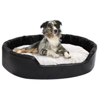 vidaXL Cama de Perros Felpa y Cuero Sintético 90x79x20 cm Colchón Color Gris oscuro,  Beige,  Negro y mas - details 1