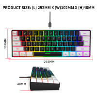 Kit De Teclado Y Ratón USB HXSJ V700BW A869 Con 61 Teclas Iluminación RGB LED Colorida 3200DPI Ratón Gaming Cableado Para Computadora - details 3
