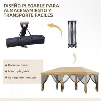 Outsunny Carpa Plegable 6x3 m Cenador de Jardín Gazebo con 6 Mosquiteras Bolsa de Transporte y Marco de Acero para Camping Fiestas - details 4