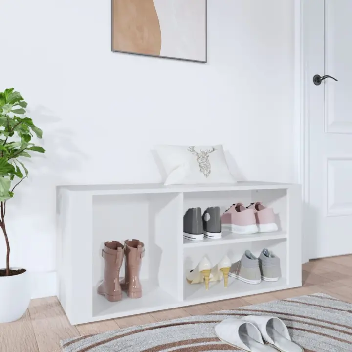 vidaXL Mueble zapatero madera contrachapada blanco 100x35x45 cm - 1