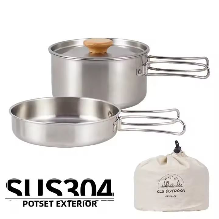 Juego De Cocina Para Camping 2pcs Kit De Cocina Al Aire Libre Utensilios De Acero Inoxidable 304 Para Viajes Y Pícnic - 1
