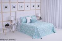 HIPERMANTA. Colcha Bouti REVERSIBLE + CUADRANTE Modelo ESTELFOR en color turquesa para CAMA de 135 (235X270 cm) - details 0