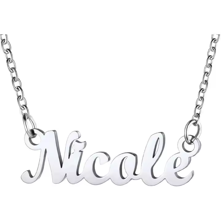 Collar Letrero de Nombres, Nombres Comunes (Ana, Julia, Victoria, Múltiples Opciones), Colgante Nombre Personalizable de Acero Inoxidable 316L, Joyería de Identificación para Mujeres - 1