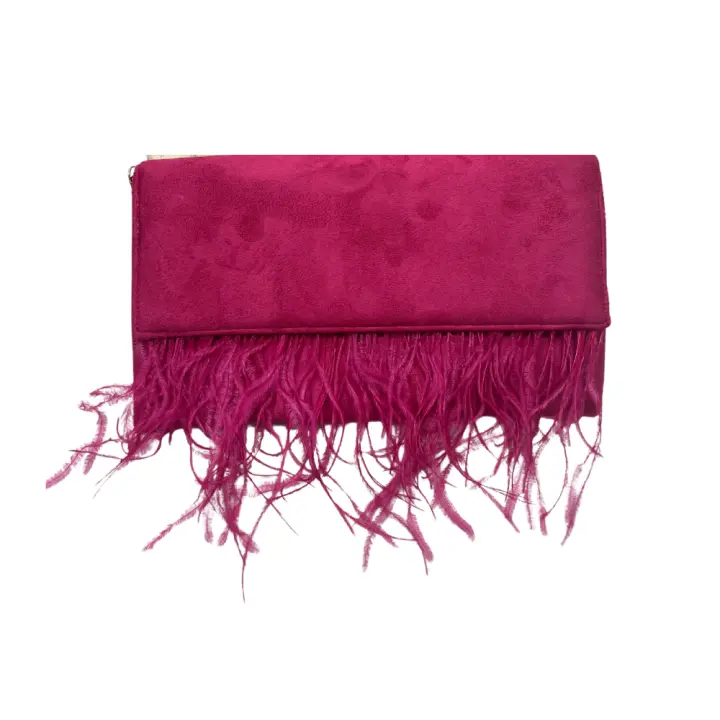 Bolso de Fiesta Bolso plano sobre de Mano Antelina Solapa con Plumas - 1
