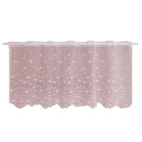 Cortina De Cocina Americana Rosa En Lace Cortina Corta No Perforada Translúcida De Poliéster Para Decoración De Hogar Y Café - details 1