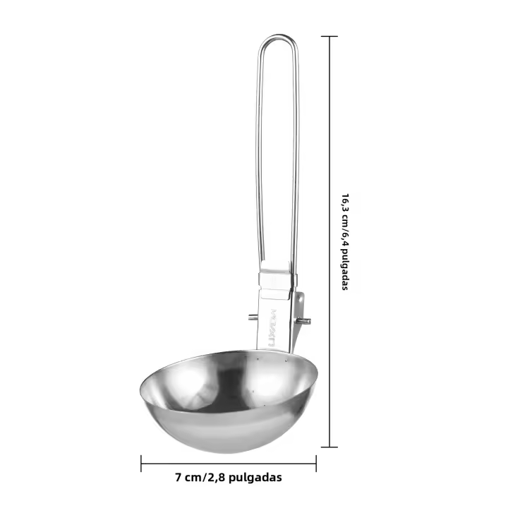 2Pcs Cuchara De Acero Inoxidable Con Mango Largo Y Colapsable Tenedor Para Sopa Utensilio De Servicio Para Camping - 1