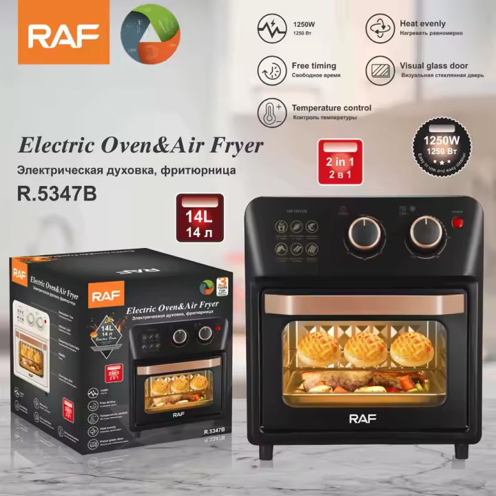 Horno eléctrico RAF, estándar europeo, freidora de aire doméstica multifuncional de 14L, horno inteligente totalmente automático, freidora con horneado visual - 1