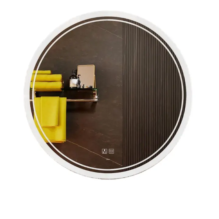 Espejo de Tocador de Baño Circular LED Moderno a Gran Escala, Temperatura de Color Ajustable, luz Ajustable Antiniebla - 60x60cm - 1