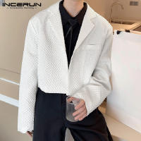 Blazer Casual Para Hombre Estilo Coreano INCERUN Texturizado Corto Para Fiestas De Color Sólido Talla S-5XL Moda Transversal - details 3
