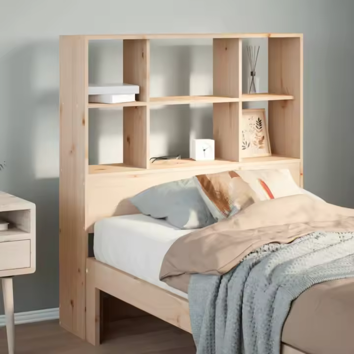 Cabecero de cama con almacenaje madera maciza de pino 90 cm - 1