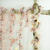 Guirnalda De Flores Artificiales De Seda Rosa De Cerezo 1.8m Para Decoración De Casamiento Fiesta Hogar Jardín Arco Fondo - details 1